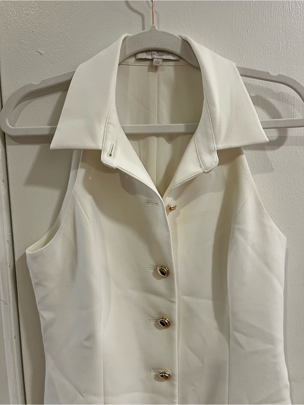 Favorite Daughter Collared Halter Mini Dress with Gold Buttons - Picture 5 of 6
